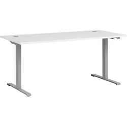 Schreibtisch SCHILDMEYER "Serie 1600", weiß (kreideweiß, silber, kreideweiß), B:160cm H:70,5cm T:75cm, Tische