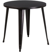 Flash Furniture Jeffrey Tisch für Innen- und Außenbereich, 76,2 cm, rund, Schwarz-Antik-Gold-Metall, für den Innen- und Außenbereich