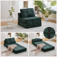 Klappbares Schlafsofa, Schlafsofa Mit Kissen, Faltbare Matratze Mit Rückenlehne, Tragbares Klappsofa, Bequemes Bodensofa Für Wohnzimmer Und Schlafzimmer(dunkelgrünes Chenille)