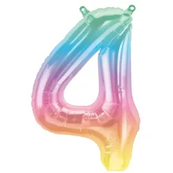 Pastell Ombre Folienballon Zahl 4