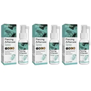 3Pack Piercing Nachsorgespray Ohrpflegelösung für gepiercte Ohren Ohrpiercing Nachsorgelösung Piercingreiniger Spray Geeignet für die Reinigung Pflege Piercings