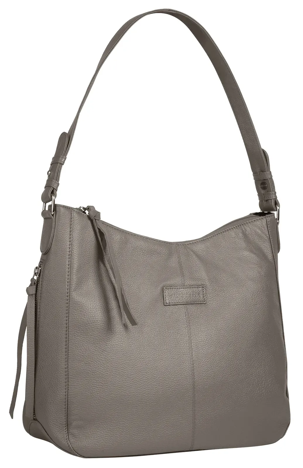 Shopper BRUNO BANANI, Damen, Gr. B/H/T: 35cm x 28cm x 13cm onesize, grau, Leder, leicht glänzend, unifarben, Taschen Shopper, echt Leder