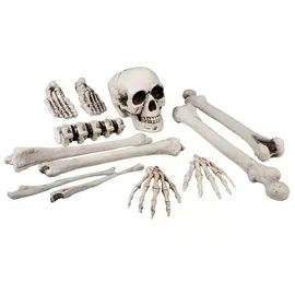 Boland Kostüm Satz Totenkopf und Knochen 12-teilig 23 cm Halloween Deko Set Party, Knochen bis zu 23 cm groß für realistische Optik grau