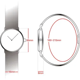 Alienwork Damen-Armbanduhr Quarz schwarz mit Metall Mesh Armband Edelstahl Ultra-flach dŸnn