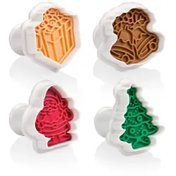 Tescoma Ausstecher mit Stempel für Kekse Plätzchen Weihnachten 4er Set Keksform
