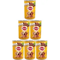 Pedigree Adult Nassfutter für Hunde Huhn Karotte in Gelee 6 x 1200g (6 Dosen)