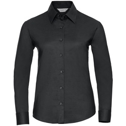 Russell Collection Klassische Oxford Bluse  Langarm, black, 6XL