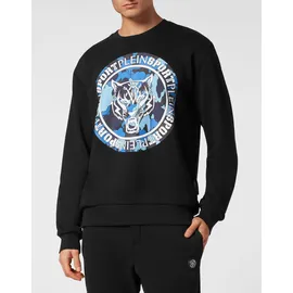 Plein Sport Sweatshirt Carbon Tiger", blau | schwarz 0207 schwarz, lightblau), Obermaterial: 88% Baumwolle, 12% Polyester, Sweatshirts Sweatshirt