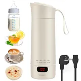 Reise Wasserkocher Klein, 400ml Tragbarer Mini Reisewasserkocher Klein, Wasserkocher mit 4 Temperatureinstellung LED-Display, 300W Schnellkoch-Teekanne-Heizbecher für Tee, Kaffee, Babymilch