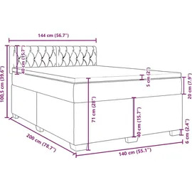 vidaXL Boxspringbett mit Matratze Taupe 140x200 cm Stoff