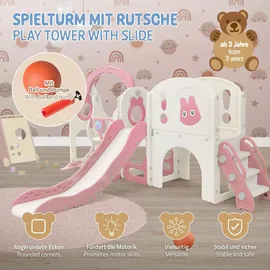joyz Schaukel mit Spielturm und Rutsche 6-in-1 Rosa