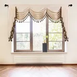 ELKCA Dicker Chenille Fenstervorhänge für Wohnzimmer und Schlafzimmer W79 Querbehang Beige