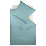 fleuresse Uni-Colours Bettwäsche-Set, Mako Satin, 100 Prozent Baumwolle, Fb. Aqua, 155 x 220 cm