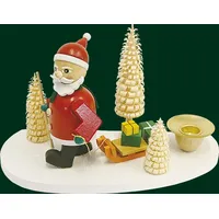 Erzgebirgische Volkskunst Richard Glässer GmbH Kerzenhalter Weihnachtsmann mit Schlitten 11 cm bunt