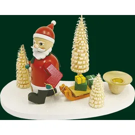Erzgebirgische Volkskunst Richard Glässer GmbH Kerzenhalter Weihnachtsmann mit Schlitten Holz Bunt