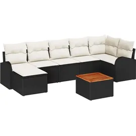 vidaXL Garten-Sofa-Set 8-tlg. Schwarz/Weiß