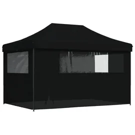 vidaXL Partyzelt Faltbar mit Seitenwänden Schwarz 3 x 6 m