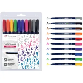 Tombow Fudenosuke Brush-Pens farbsortiert, 1 Set