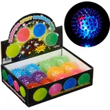 Relaxdays 10024328 LED Igelball, 12er Set, mit Noppen, leuchtender Flummi, Blinkender Stachelball, Ø 6,5 cm, Pack
