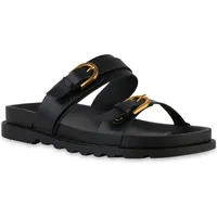 VAN HILL Damen Pantoletten Sandalen Bequeme Schnallen Profil-Sohle Schuhe