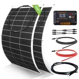 ECO-WORTHY 260 Watt 12 Volt flexibles Solarpanel Kit netzunabhängig Off Grid: 2 Stücke130W Solarpanel + 30A LCD-Display PWM-Laderegler + 5m Solarkabel für Wohnwagen, Wohnmobil, Boot, Kabine, Anhänger