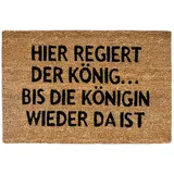Relaxdays Fußmatte Kokos KÖNIGIN 40 x 60 cm Kokosmatte mit rutschfester PVC Unterlage Fußabtreter aus Kokosfaser als Schmutzfangmatte und Sauberlaufmatte Fußabstreifer für Außen und Innen Matte, braun
