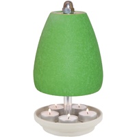 Teelichtlampe aus Ton im Stil Orchidee in versch. Farben - Größe L - Teelichtofen für 5 Teelichter - Kerzen Notheizung (inkl. Teelichter + Feuerzeug) (Grün)