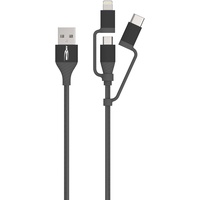 Ansmann 3-in-1 Ladekabel Micro-USB/Type-C/Lightning Adapter, Apple MFi-zertifiziert, Datenkabel mit