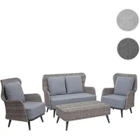 Mendler Poly-Rattan Gartengarnitur HWC-G53, Lounge-Set Sofa Sitzgruppe, Spun Poly grau, Polster hellgrau