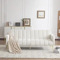 Merax Klappbares Schlafsofa,Großem Couch Sofa, mit Schlaffunktion,184x99 cm - Perfekt für Wohnzimmer, Schlafzimmer, Heimkino und Gästezimmer, Couch Sofa mit großem Liegebereich Beige