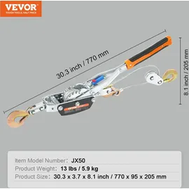 Vevor Handhebelseilzug 5 Tonnen Tragfähigkeit Handseilwinde 3,5 m Seil aus Kohlenstoffstahl in Industriequalität Kettenwinde Anti-Reverse-Mechanismus Handseilzug Seilzug Flaschenzug Hebezeuge