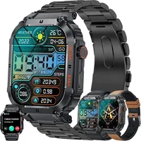 Herren Smartwatch mit Telefonfunktion, 5 ATM wasserdichte Fitnessuhr mit Schlafmonitor, Schrittzähler Herzfrequenz SpO2 100+ Sportmodi, Sportuhr - Schwarz