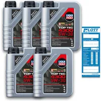 5x 1 Liter Liqui Moly Motorenöl Motoröl Top Tec 4300 5W-30 5 L Oil Ö Oel 3740
