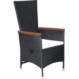 vidaXL Polyrattan Garten-Essgruppe 7-tlg. schwarz 3070769