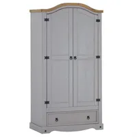 CARO-Möbel Kleiderschrank Ramon Garderobenschrank Mexiko Möbel Kiefer Vintage, 100x179x51