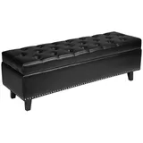 VEVOR Sitzbank Ottomane (415 x 1305 x 440 mm) aus PU-Leder mit Holzbeinen & Stauraum & Knopfheftung, Moderne Schuhbank mit 300 kg Tragkraft, Bettbank Schlafzimmerbank für Wohnzimmer Schwarz