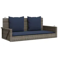 VidaXL Schaukelbank mit Kissen Grau 119x56x48 cm Poly Rattan