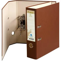 Exacompta Ringbuch Prem-Touch A4, 32x29cm, Rücken 80mm, 2 Ringe, mit Griffloch u. Druckhebel, Recyclingkarton, schokolade, 10 Stück