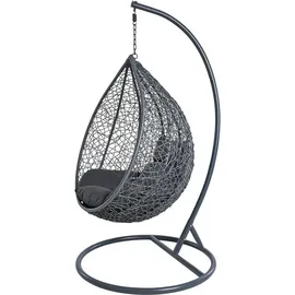 Estexo Polyrattan Hängesessel Hängekorb mit Gestell Rattan Hängestuhl Sessel Anthrazit