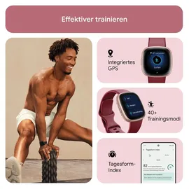 Fitbit Versa 4 aluminium kupferrosé/himbeerrot