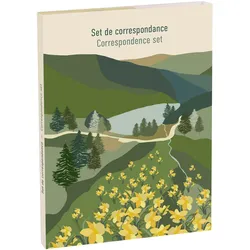 Clairefontaine 5x La Vie en Vosges, Korrespondenzset 12x16,5 cm mit 8 einfachen Karten 11x15,5 cm und 8 Umschlägen Pollen C6 Naturweiß - 83495C