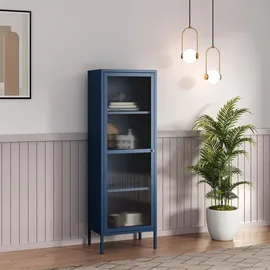 [en.casa] Vitrinenschrank Säkylä 150 x 50 x 35 cm Blau