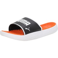 PUMA Men's Fashion Shoes SOFTRIDE SLIDE MASSAGE Slide Sandal, PUMA BLACK-PUMA WHITE-CAYENNE PEPPER, 40.5