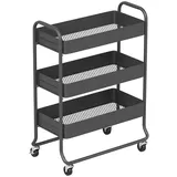 Homcom Küchenwagen Schwarz Metall, 34x87x64.5 cm, Esszimmer, Servierwagen