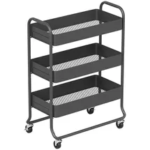 Homcom Küchenwagen Schwarz Metall, 34x87x64.5 cm, Esszimmer, Servierwagen