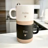 Personalisierte Tasse mit Namensgravur Tasse mit Wunschgravur und Steingut-Optik personalisierte Tasse Weiß personalisierte Tasse Schwarz personalisierter Kaffeebecher mit Namen