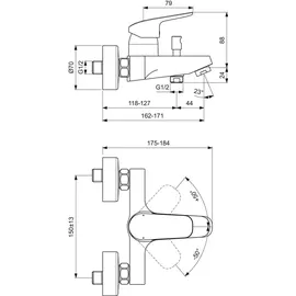 Ideal Standard Armaturenpaket Ceraflex inkl. Handbrause-Set Chrom
