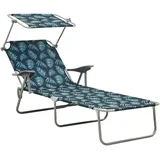 Gartenliege Strandliege Klappbare Sonnenliege Campingliege Sonnenschutz  Blattmu