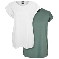 URBAN CLASSICS Ladies Extended Shoulder Tee 2-pack T-Shirt white+paleleaf