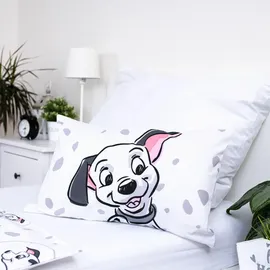 Jerry Fabrics 101 Dalmatiner für Kinder – Bettbezug 100x135 cm & Kissenbezug 40x60 cm - Weiß/Schwarz